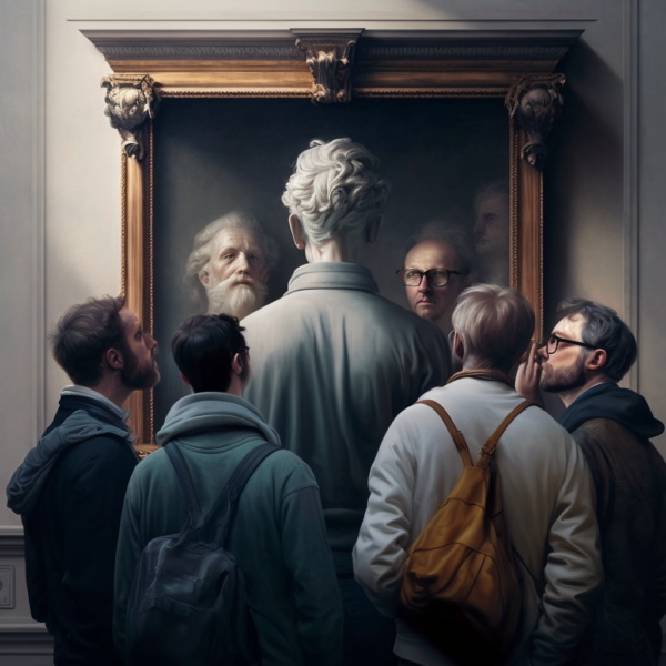Group Looking at artist